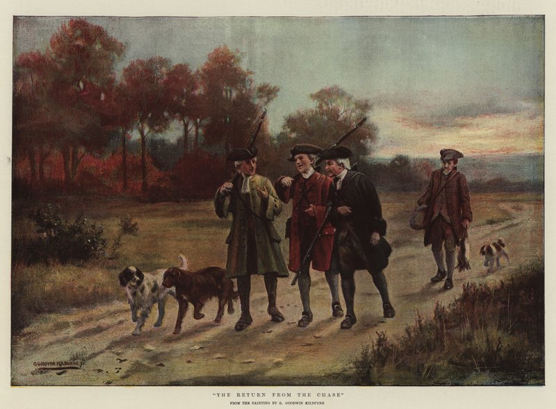 Powrót z pościgu autorstwa George Goodwin Kilburne