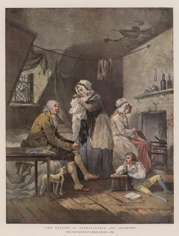 Skutki ekstrawagancji i bezczynności (chromolitho) autorstwa George Morland