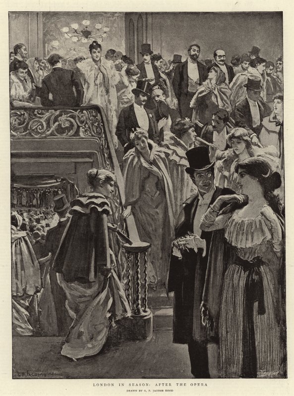 Londyn w sezonie, po Operze autorstwa George Percy Jacomb Hood