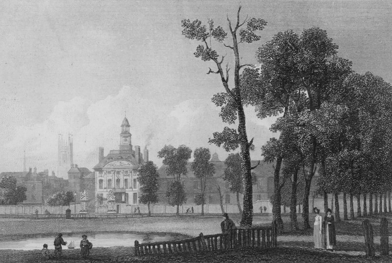 Szpital Bethlehem, jak się pojawił w czerwcu 1811, Londyn (rycina) autorstwa George (after) Arnald