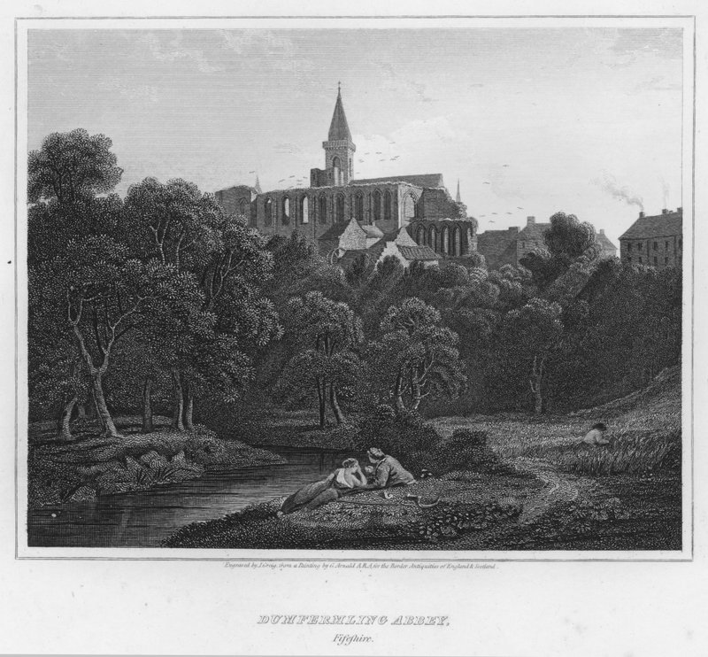 Opactwo Dumfermling, Fifeshire (grawerowanie) autorstwa George (after) Arnald