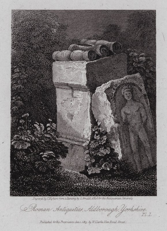 Starożytności rzymskie, Aldborough, Yorkshire (grawerowanie) autorstwa George (after) Arnald