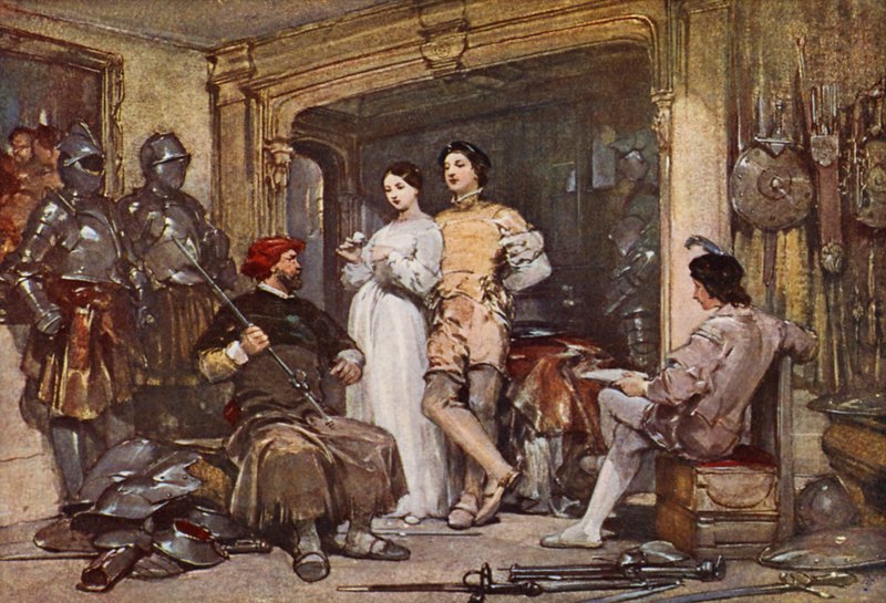 Opowieść płatnerza (kolor lito) autorstwa George (after) Cattermole