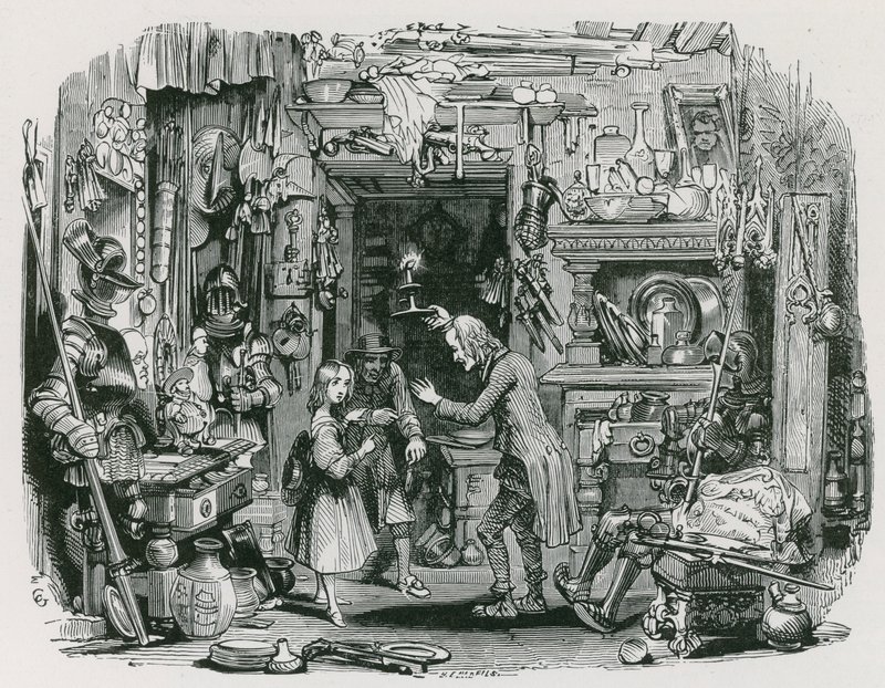 Nieznajomy przynosi Little Nell Home (grafika) autorstwa George (after) Cattermole