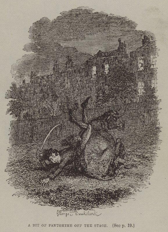 Trochę pantomimy poza sceną (grawerunek) autorstwa George (after) Cruikshank