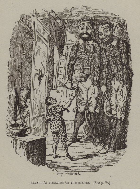 Uprzejmość Grimaldiego dla olbrzymów (rycina) autorstwa George (after) Cruikshank