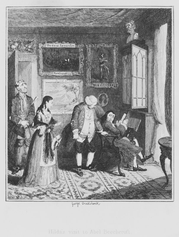 Wizyta Hildy u Abla Beechcrofta (grafika) autorstwa George (after) Cruikshank