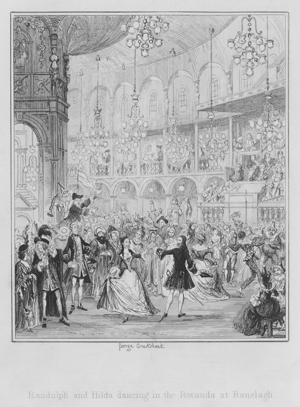 Randulph i Hilda tańczą w Rotundzie w Ranelagh (grafika) autorstwa George (after) Cruikshank