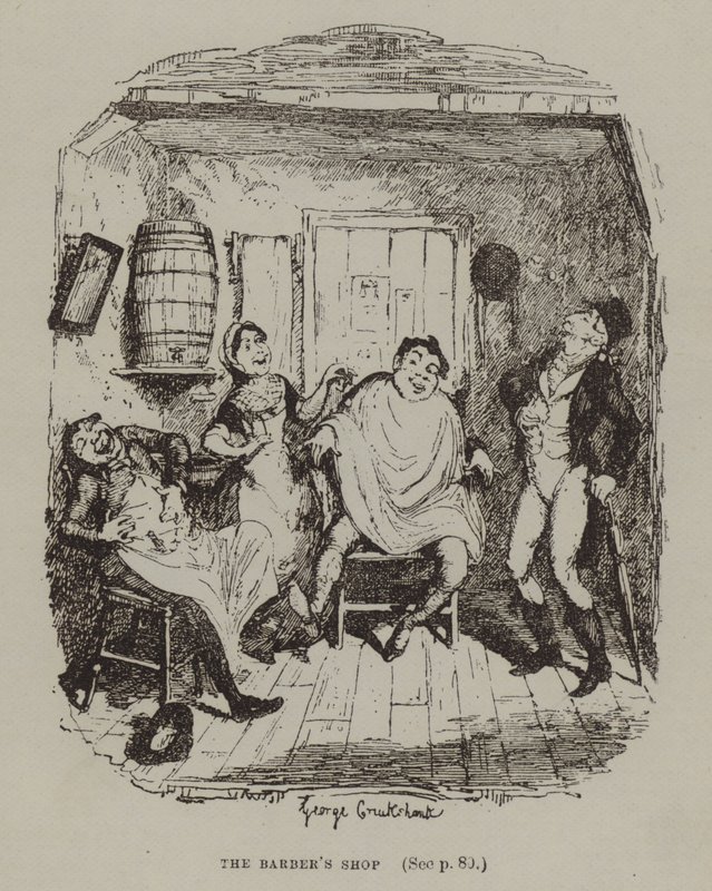 Salon Fryzjerski (Grawerowanie) autorstwa George (after) Cruikshank