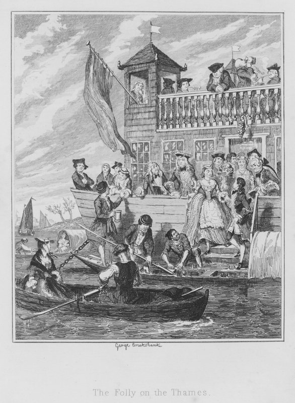 Szaleństwo nad Tamizą (rycina) autorstwa George (after) Cruikshank
