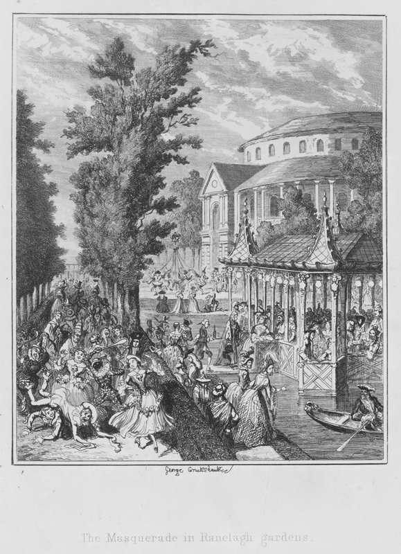 Maskarada w ogrodach Ranelagh (grafika) autorstwa George (after) Cruikshank
