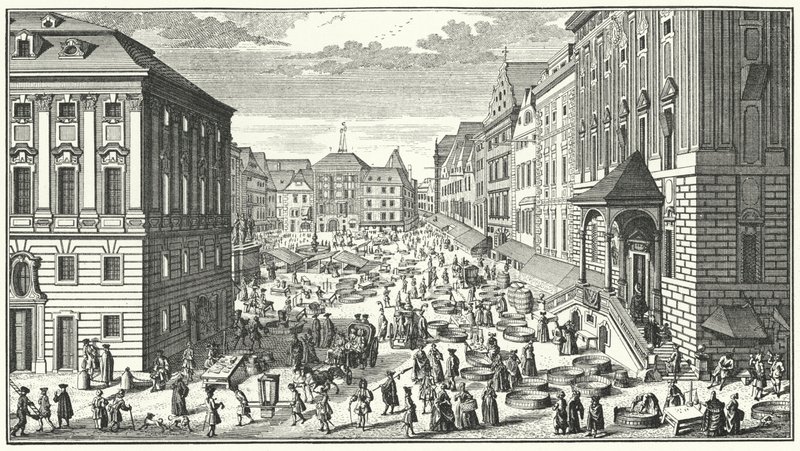 Widok Wiednia w roku 1725 (rycina) autorstwa George (after) Du Maurier