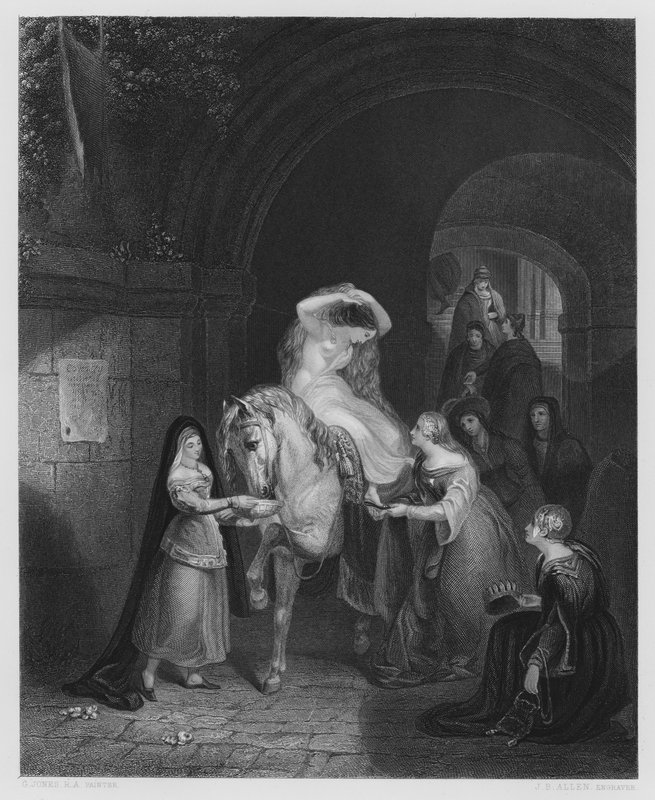 Lady Godiva, ze zdjęcia w Galerii Vernon (rycina) autorstwa George (after) Jones