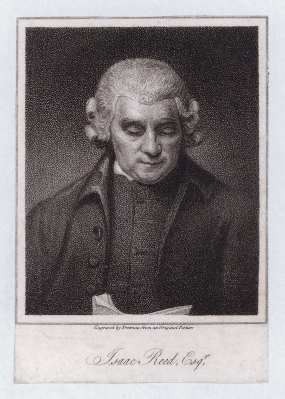 Isaac Reed, angielski redaktor literacki i kolekcjoner książek (grafika) autorstwa George (after) Romney