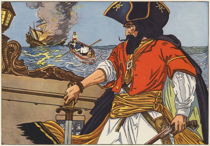 Czarnobrody, najsłynniejszy z piratów z wybrzeża Atlantyku autorstwa George Alfred Williams