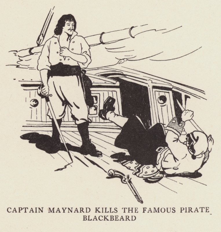Kapitan Maynard zabija słynnego pirata Czarnobrodego autorstwa George Alfred Williams