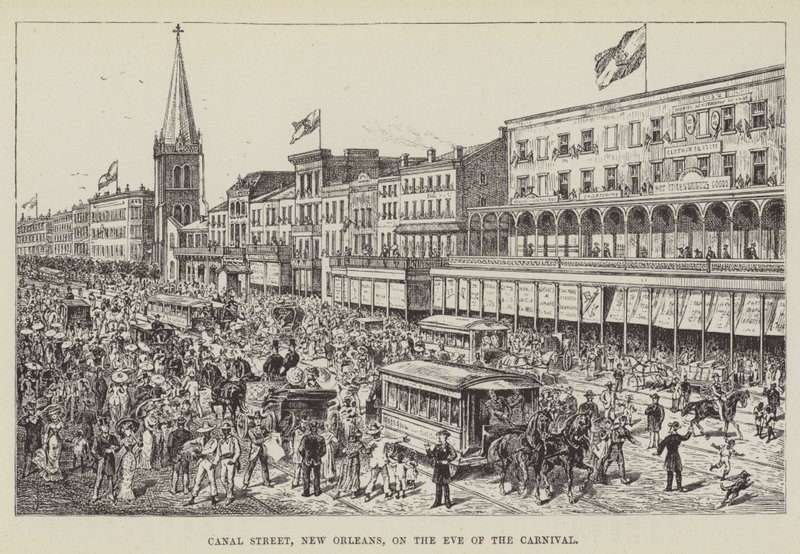 Canal Street, Nowy Orlean, w przeddzień karnawału autorstwa George Augustus Sala
