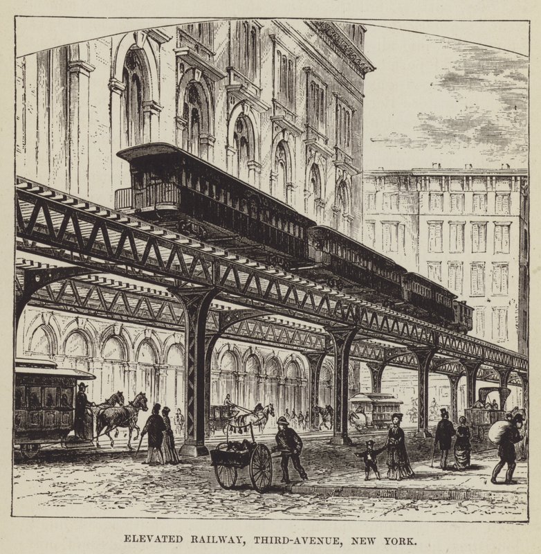 Podwyższona kolej, Third-Avenue, Nowy Jork autorstwa George Augustus Sala