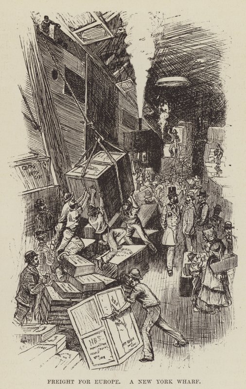 Fracht dla Europy, A New York Wharf autorstwa George Augustus Sala