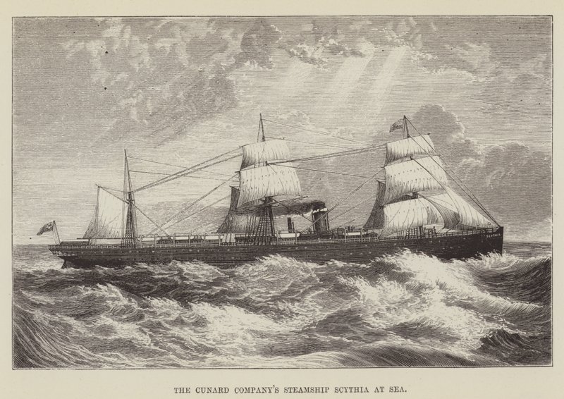 The Cunard Companys Parowiec Scythia na morzu autorstwa George Augustus Sala