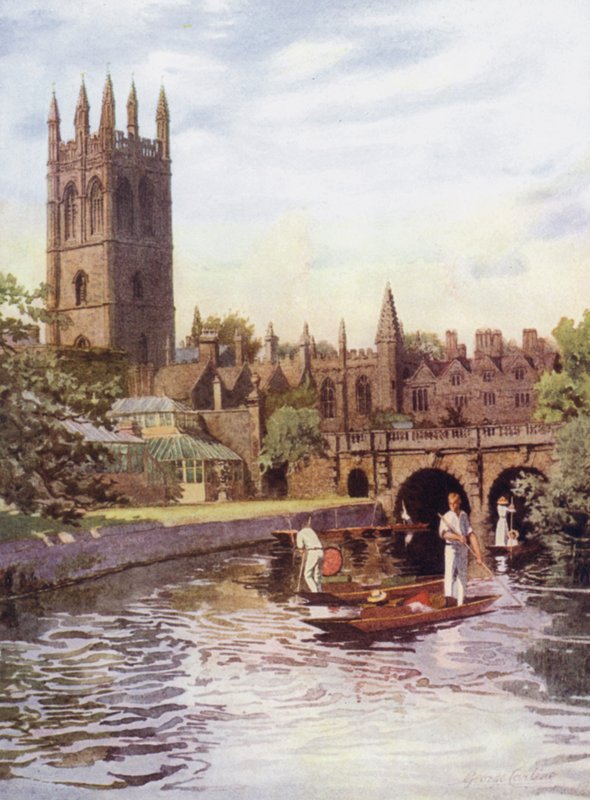 Oxford: Magdalen College i most z Cherwell autorstwa George Carline