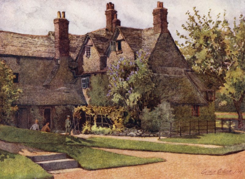 Oxford: The Cottages, Trinity College (kolor lito) autorstwa George Carline