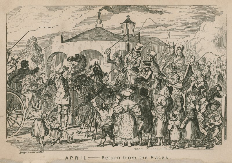 Kwiecień - Powrót z wyścigów autorstwa George Cruikshank