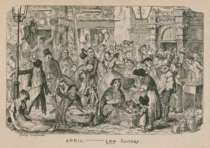 kwiecień - niska niedziela autorstwa George Cruikshank