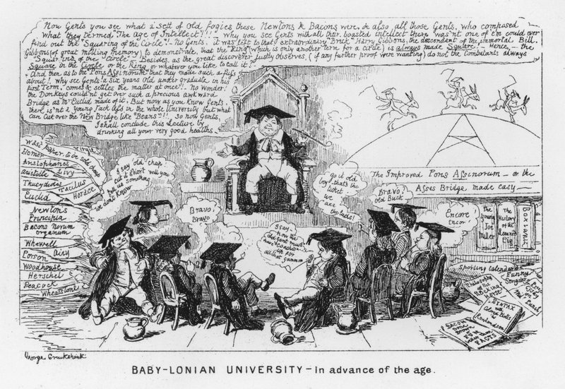 Uniwersytet Baby-Lonian, Przed Epoką (grafika) autorstwa George Cruikshank