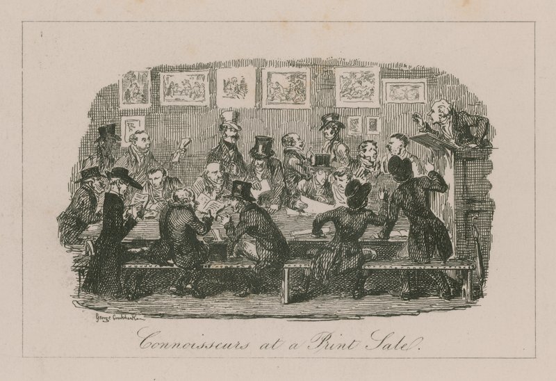 Koneserzy na wyprzedaży druku autorstwa George Cruikshank