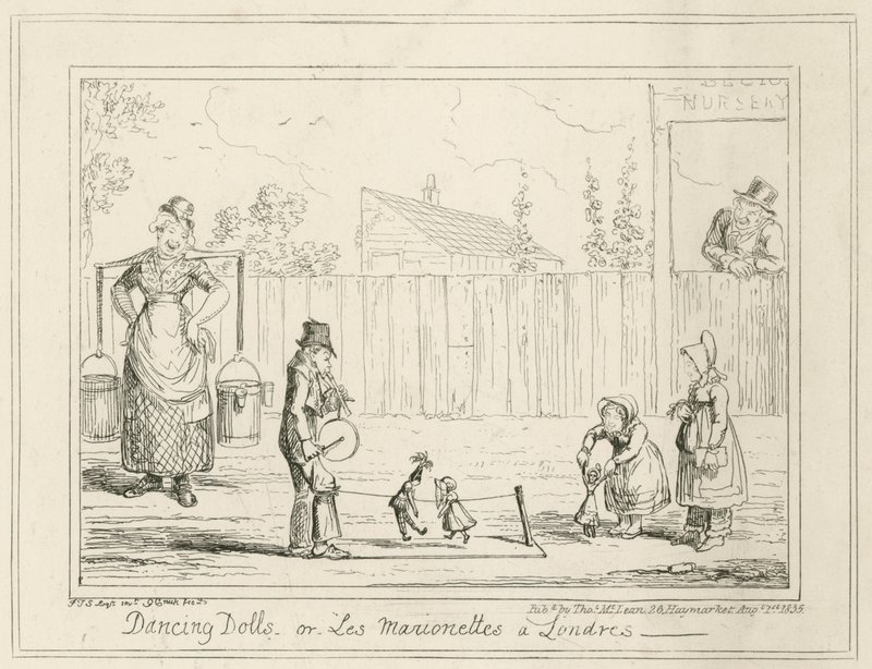 Tańczące lalki lub Les Marionetes a Londres autorstwa George Cruikshank