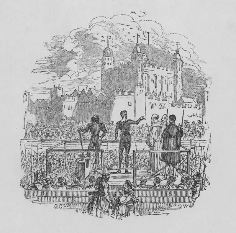 Egzekucja w Tower of London (rycina) autorstwa George Cruikshank