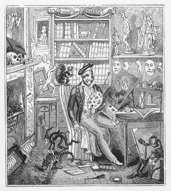 Ilustracja frontowa dla Cruikshank at Home (grawerowanie) autorstwa George Cruikshank