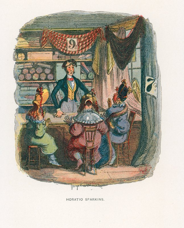 Ilustracja do szkiców Boz autorstwa George Cruikshank