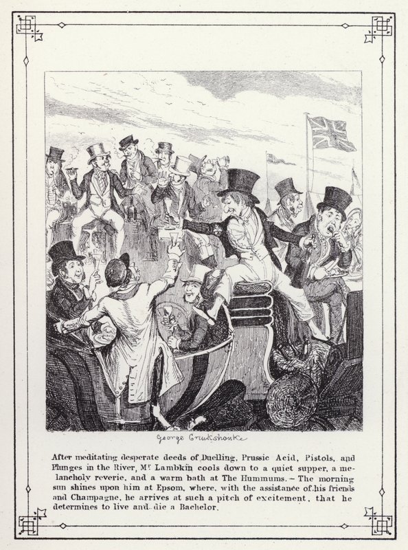 Ilustracja do książki Własna licencjata, czyli postępy pana Lambkina (Gent) (rycina) autorstwa George Cruikshank