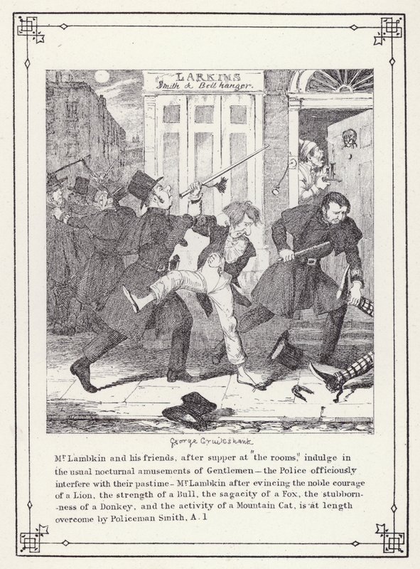 Ilustracja do książki Własna licencjata, czyli postępy pana Lambkina (Gent) (rycina) autorstwa George Cruikshank