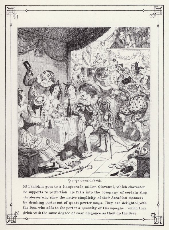 Ilustracja do książki Własna licencjata, czyli postępy pana Lambkina (Gent) (rycina) autorstwa George Cruikshank