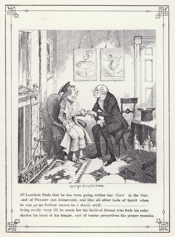 Ilustracja do książki Własna licencjata, czyli postępy pana Lambkina (Gent) (rycina) autorstwa George Cruikshank
