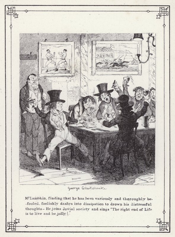 Ilustracja do książki Własna licencjata, czyli postępy pana Lambkina (Gent) (rycina) autorstwa George Cruikshank