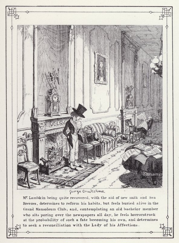 Ilustracja do książki Własna licencjata, czyli postępy pana Lambkina (Gent) (rycina) autorstwa George Cruikshank