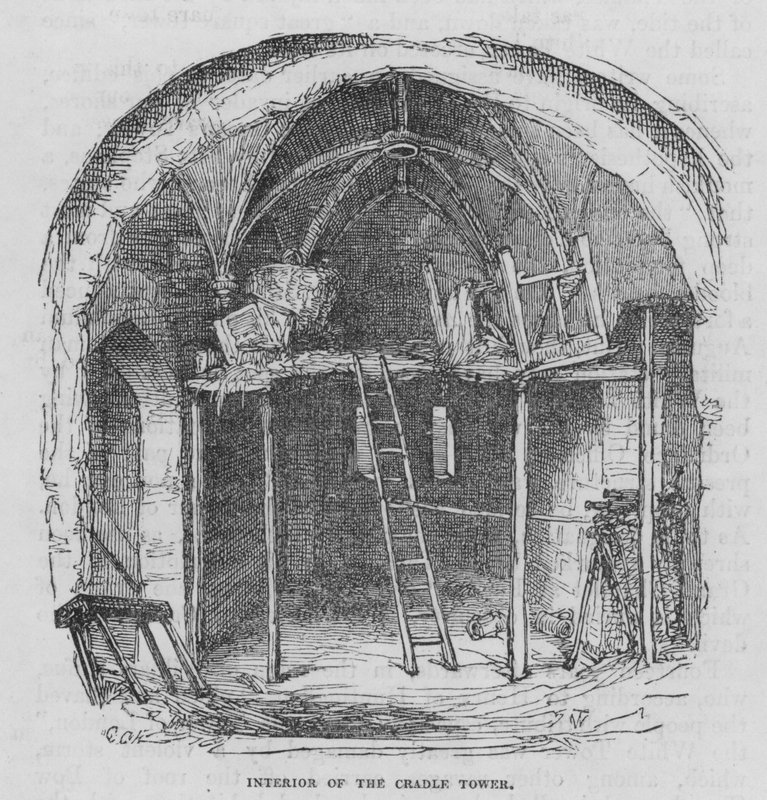 Wnętrze Wieży Kołyskowej (grafika) autorstwa George Cruikshank