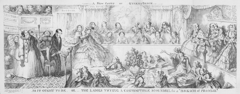 Panie próbujące godnego pogardy łajdaka za „Złamanie obietnicy”. (rytownictwo) autorstwa George Cruikshank