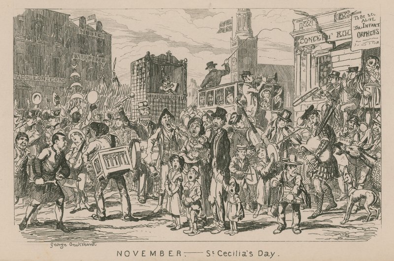 Listopad – Dzień św. Cecylii autorstwa George Cruikshank