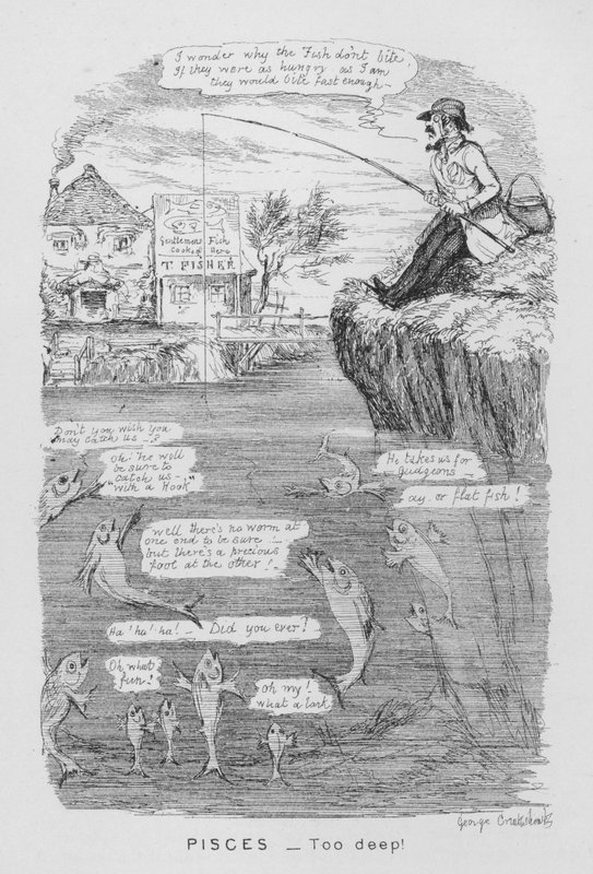 Ryby, za głęboko! (rytownictwo) autorstwa George Cruikshank