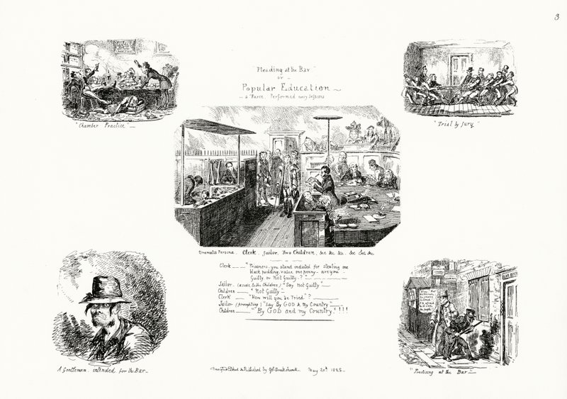 Błaganie w adwokaturze, czyli edukacja ludowa (grafika) autorstwa George Cruikshank