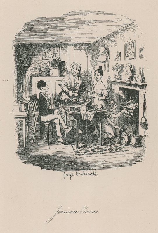Scena z życia w Londynie: Jemima Evans autorstwa George Cruikshank
