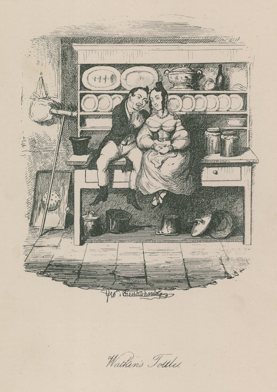 Scena z życia w Londynie: Watkins Tottles autorstwa George Cruikshank