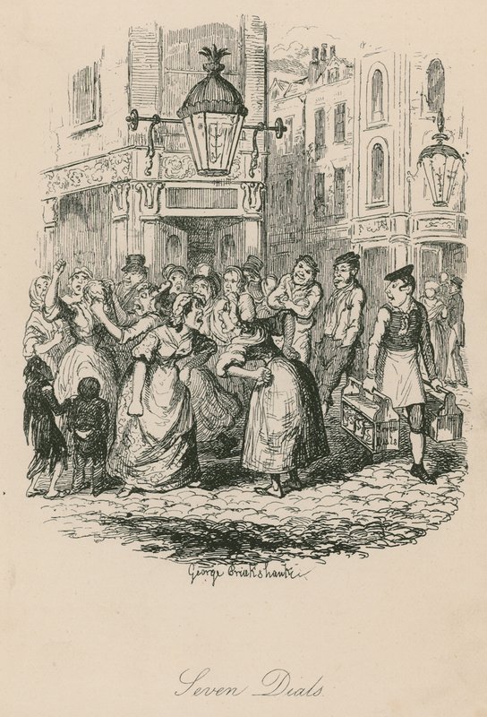Seven Dials, Londyn autorstwa George Cruikshank