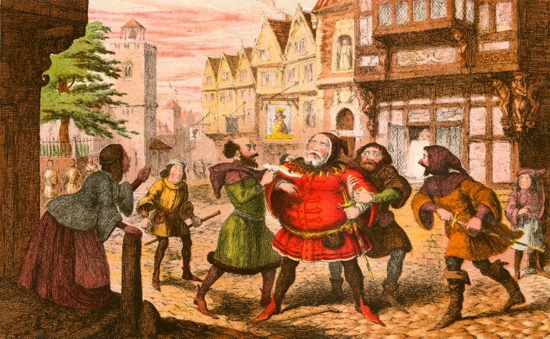 Sir John Falstaff aresztowany autorstwa George Cruikshank