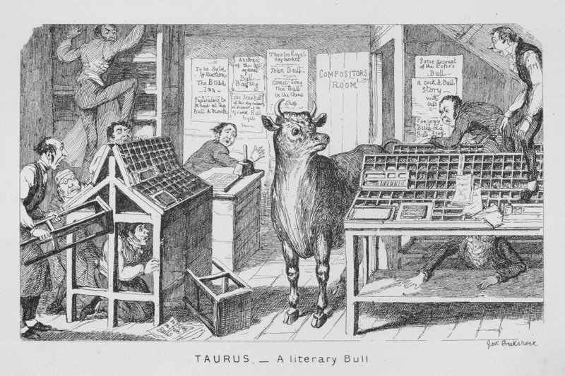 Byk literacki Byk (rycina) autorstwa George Cruikshank